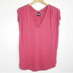 New! H by Bordeaux | Pink Short Sleeve Flowing Top